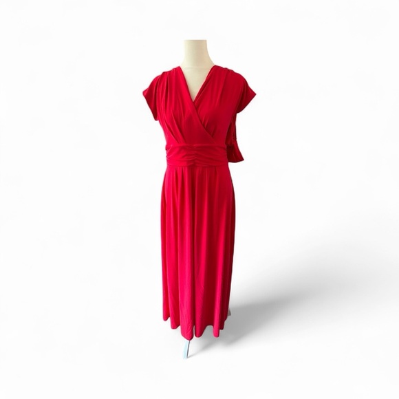 IMAN Dresses & Skirts - IMAN Bold Red Wrap Midi Dress